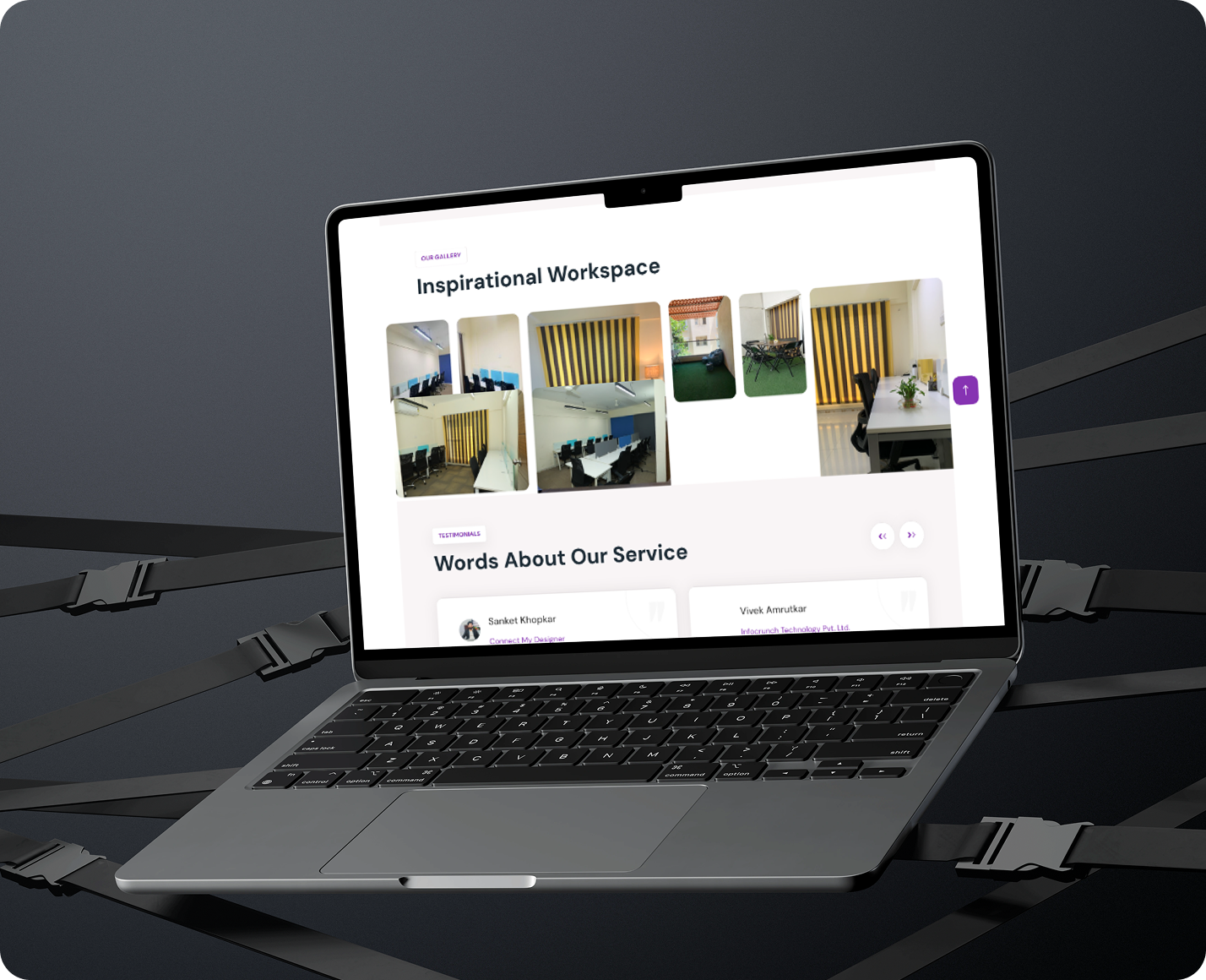 Groots Coworking website on a laptop