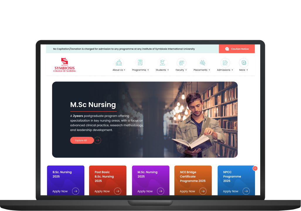 SCON website shown on a laptop