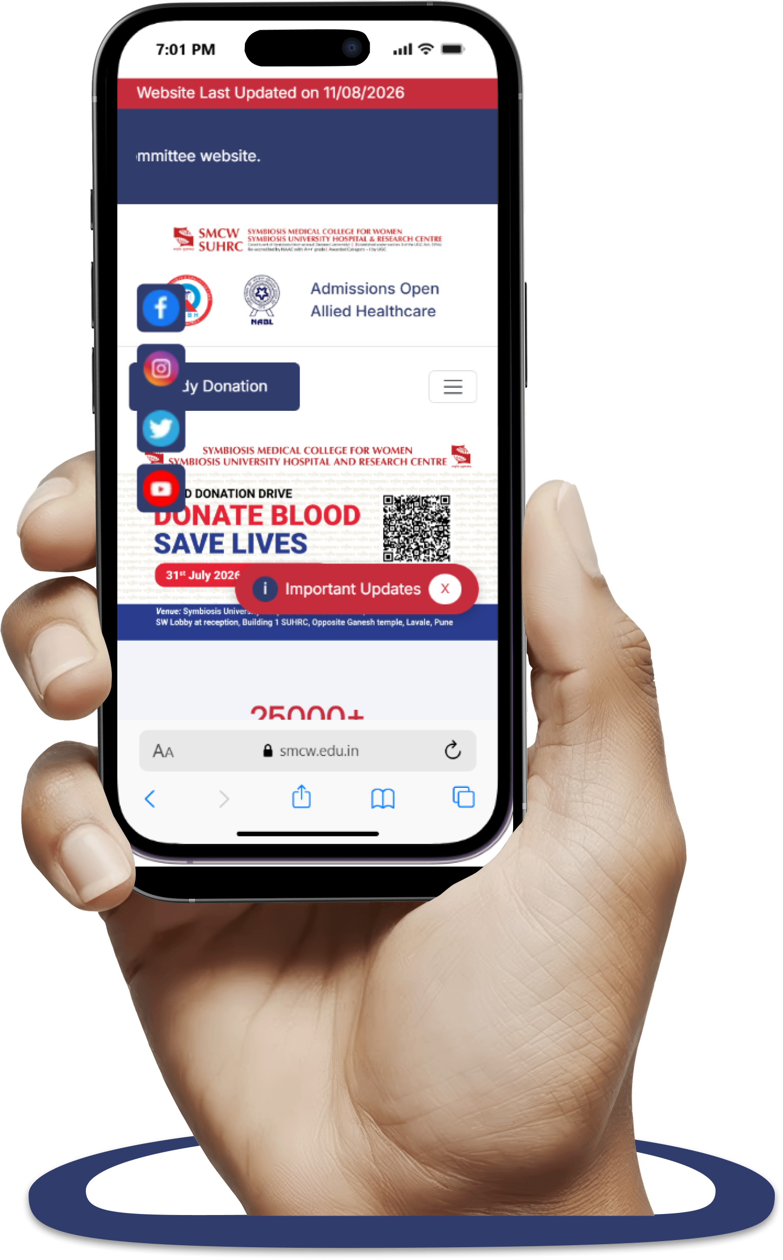 Student batch profile page on mobile