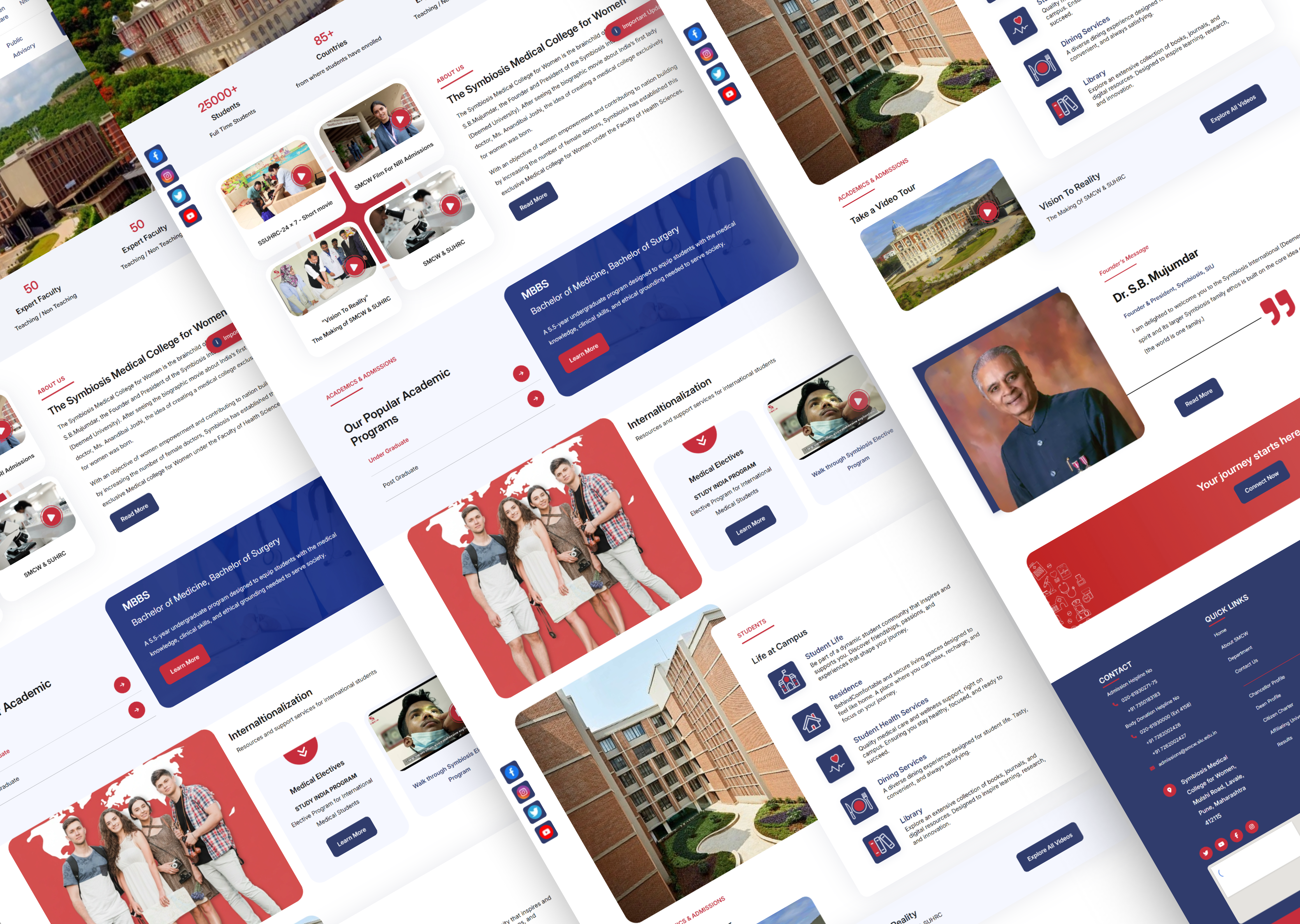 SCON UI design – about, campus life and programme pages