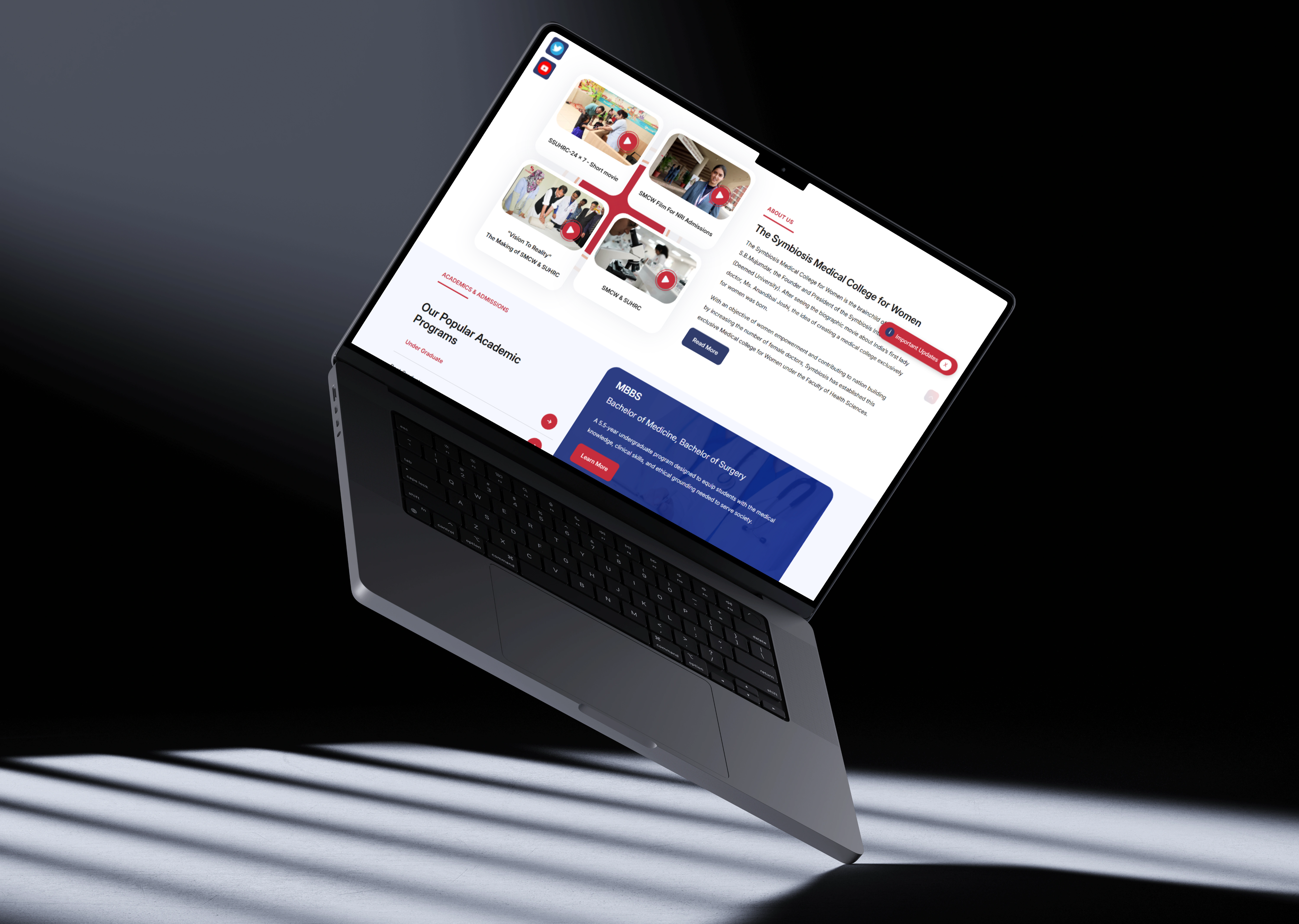 SCON UI design – home, programmes and testimonials