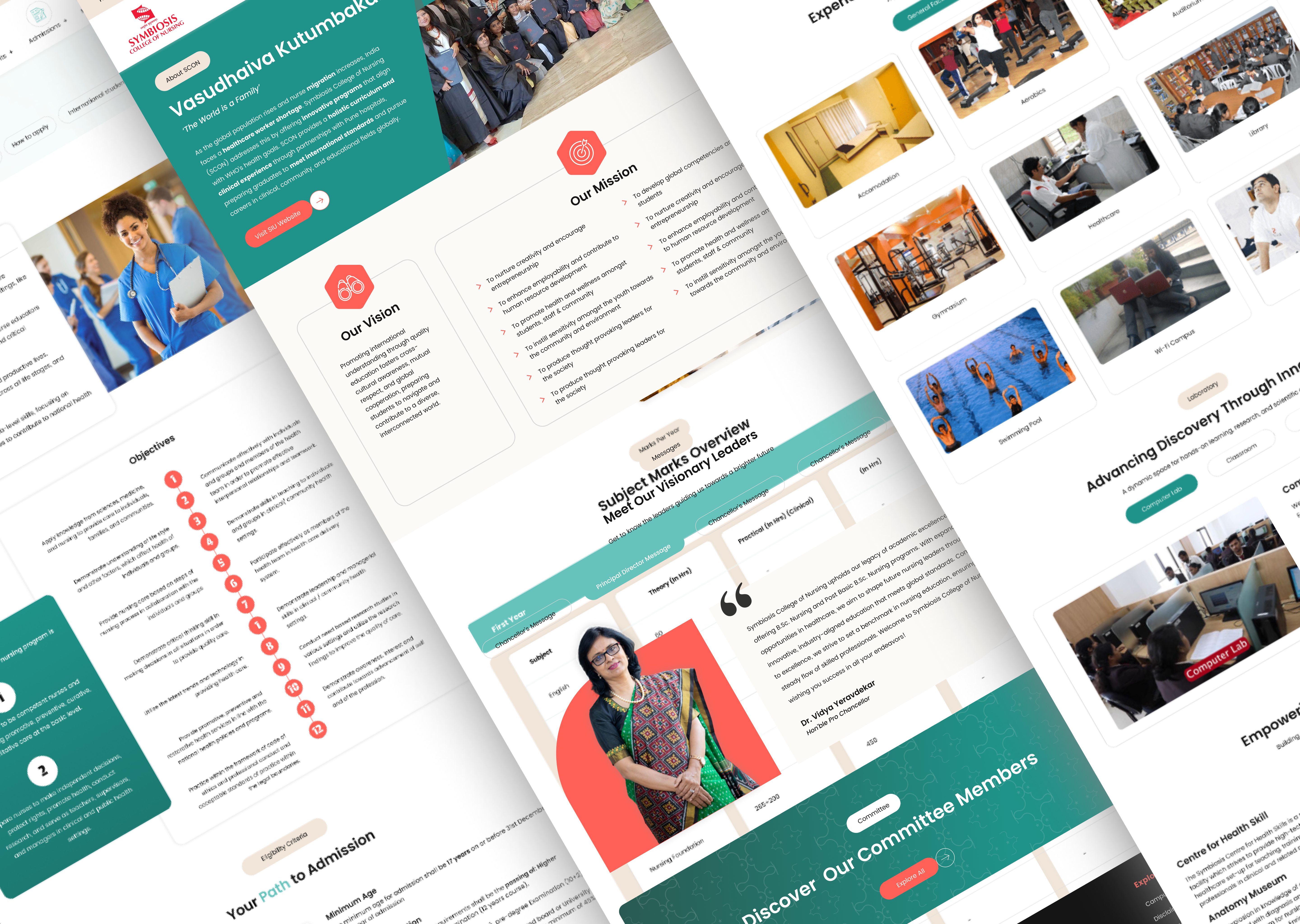 SCON UI design – about, campus life and programme pages